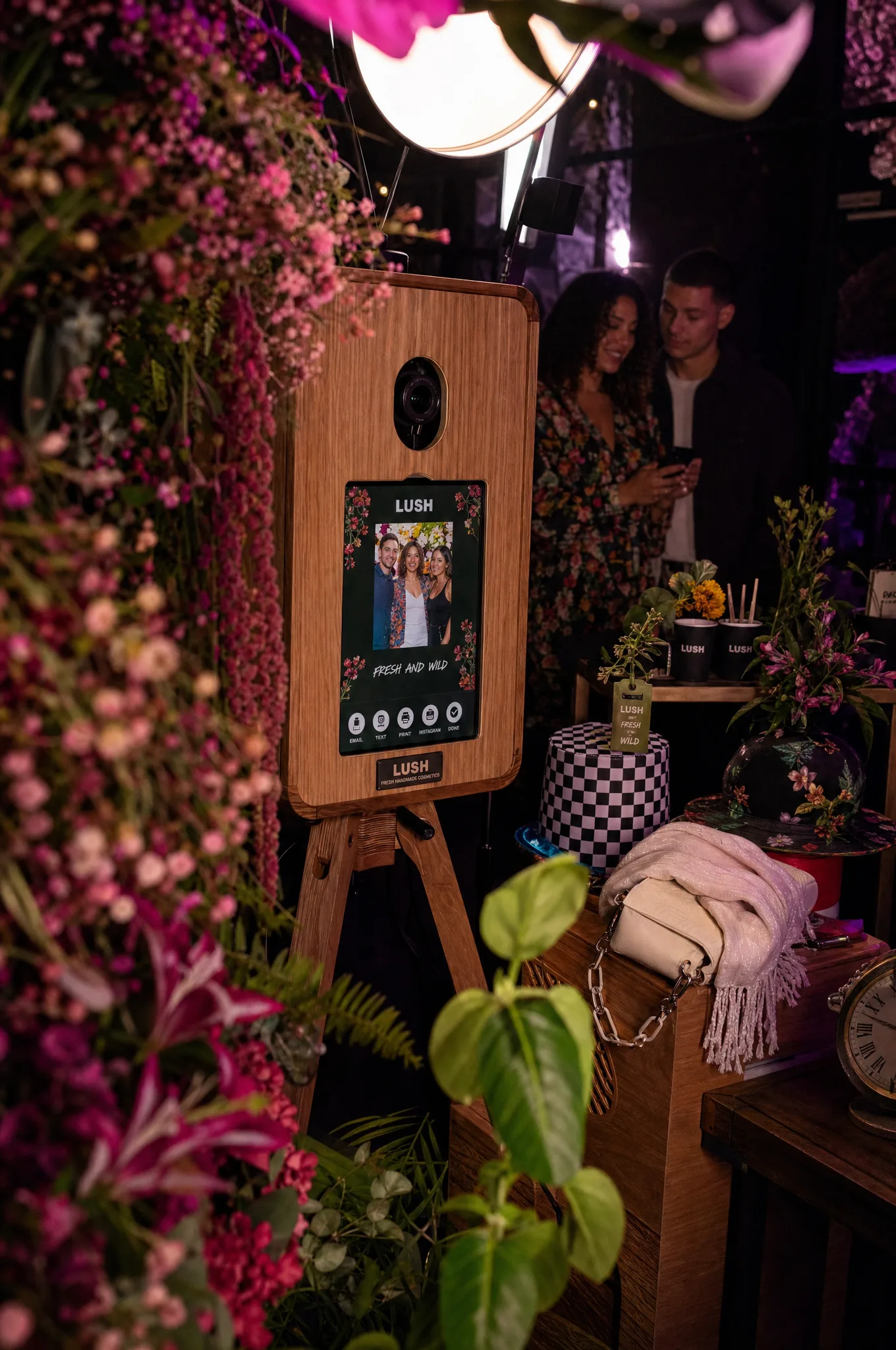 Branded photo booth at Lush experiential floral activation