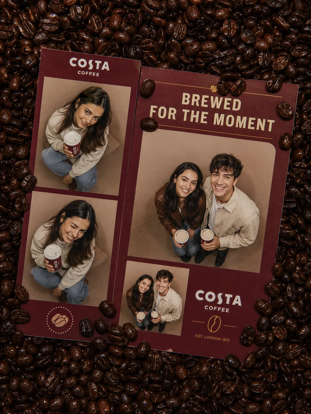 Branded lumio photo strip from a Costa Coffee activation