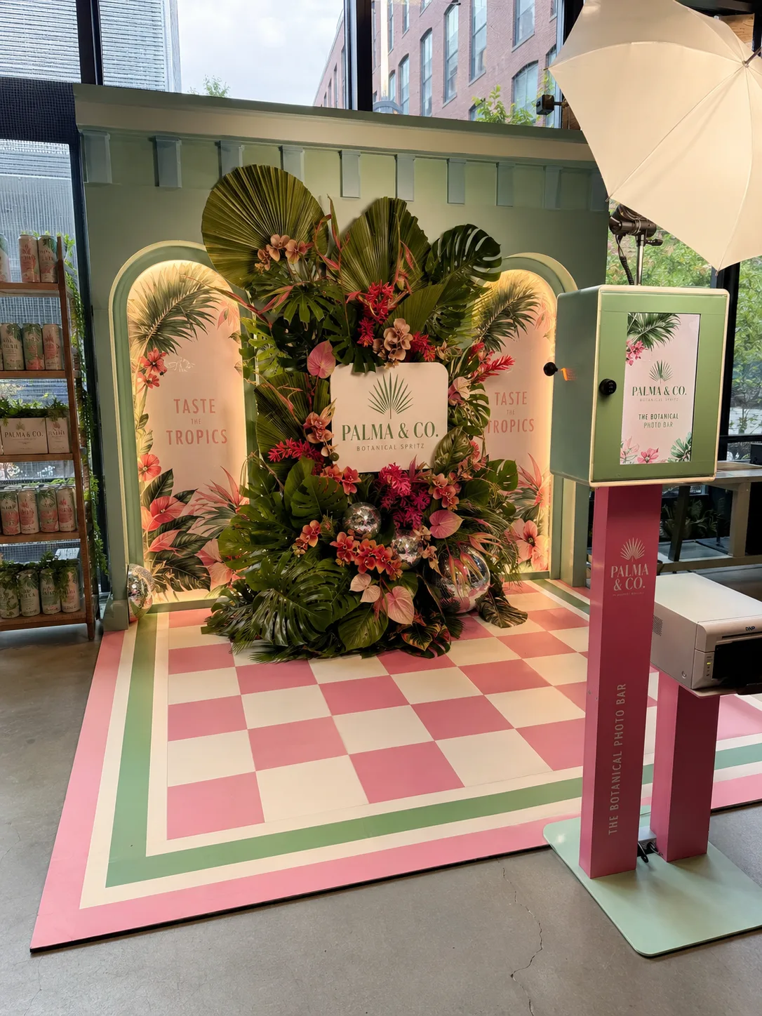 Lumio photo booth dressed for the Palma Co botanical brand activation